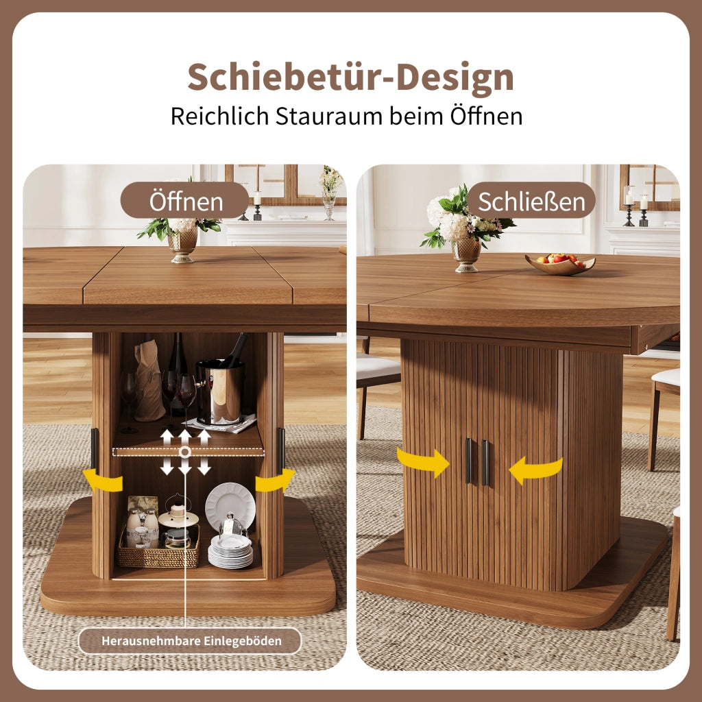 TAVOLO DA PRANZO OVALE ESTENSIBILE 110-149,8 cm MDF Nussbaum/Nero con vano portaoggetti
