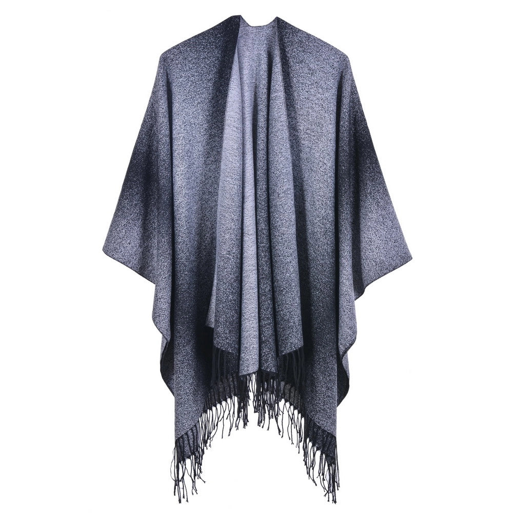 Sciarpa jacquard da donna, stile street europeo e americano, con spacco, cappa spessa e calda
