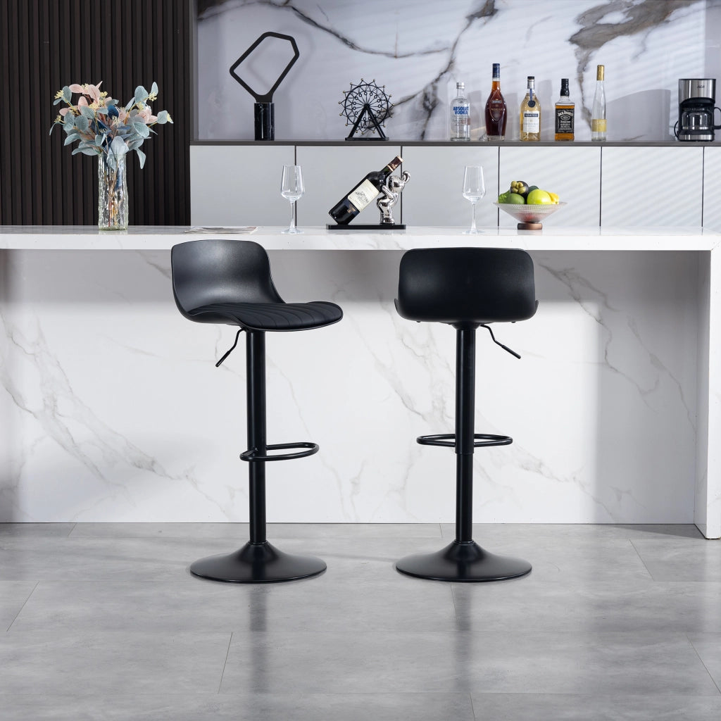 SGABELLO BAR Girevole 360° con Schienale Nero in Metallo e Imbottito