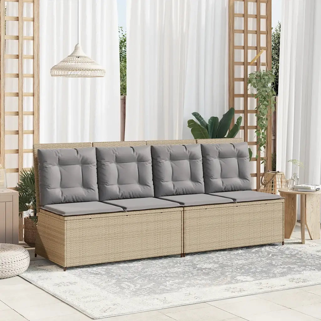 vidaXL Panca Reclinabile da Giardino con Cuscini Beige in Polyrattan