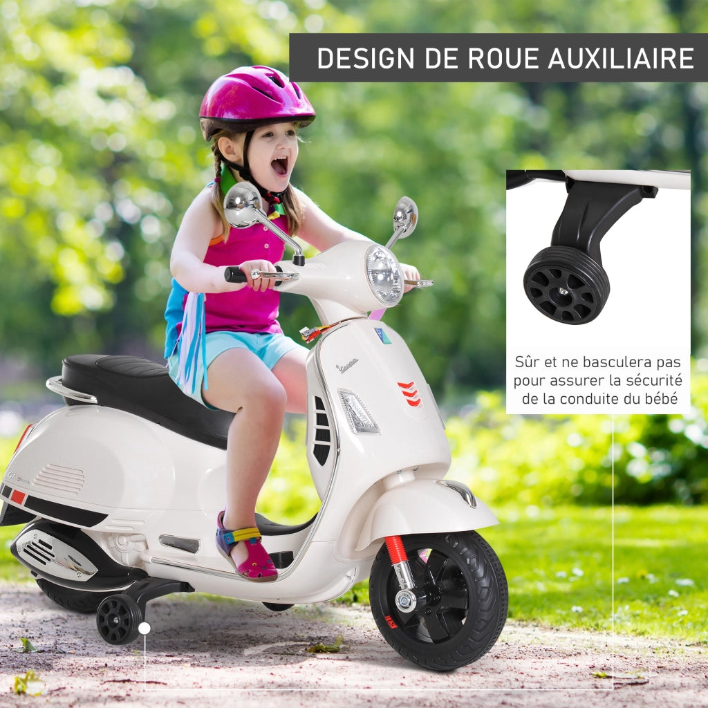 Scooter Elettrico Vespa per Bambini ¨C zephmum ¨C Bianco 102x51x76 cm