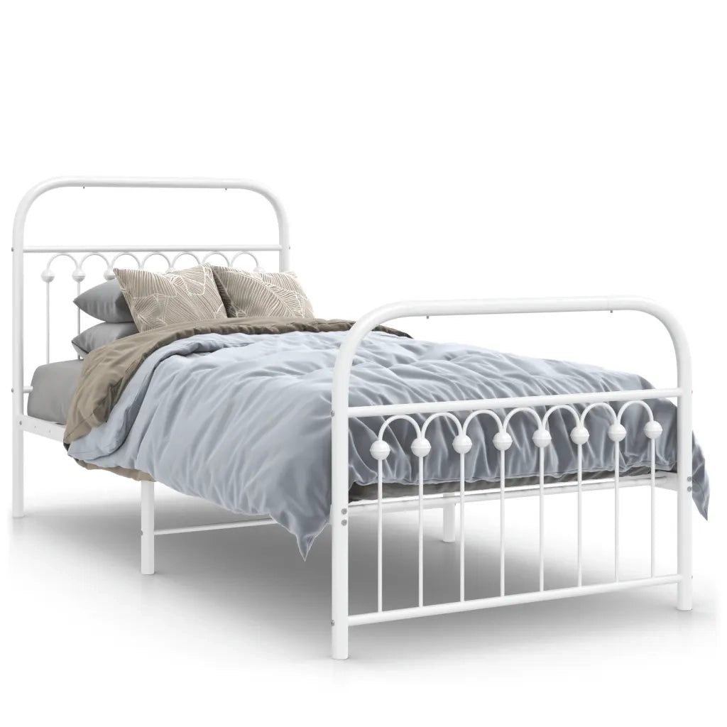 Giroletto con Testiera e Pediera-Struttura Letto Metallo Bianco 90x200 cm 960241