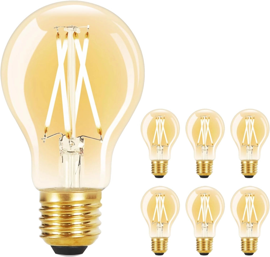 ZMH Confezione da 6 lampadine LED E27 A60 4W 2700K filamento Edison vetro trasparente bianco caldo stile retrò