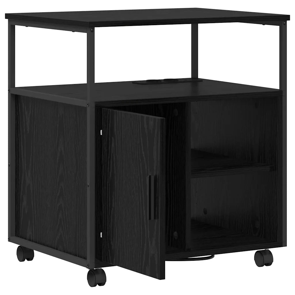 vidaXL Mobile per Ufficio con ruota Rovere nero 61 x 46 x 67 cm