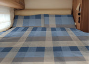 Completo Lenzuola Camper Roulotte 100% Cotone PERSONALIZZABILE Varie Fantasie - Matrimoniale - Scotland Azzurro