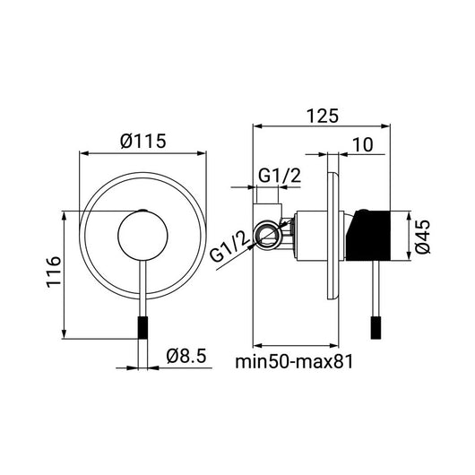 Miscelatore Incasso Doccia Serie Levi Cromato