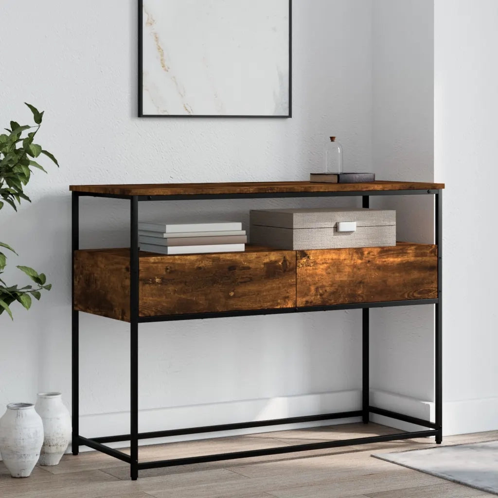 Tavolino Consolle | Tavolo d'Ingresso Rovere Fumo 100x40x75 cm in Legno Multistrato