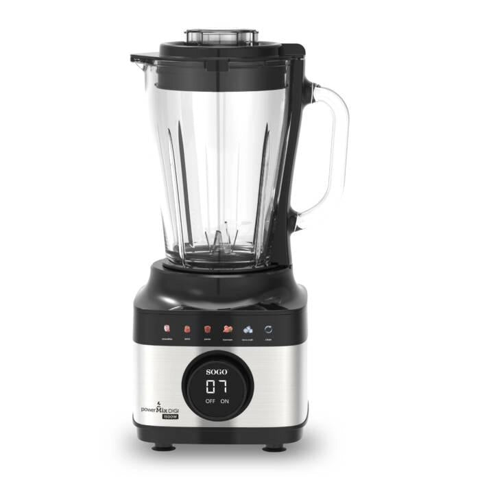 Frullatore con caraffa in vetro 1,5L, 1500W, 6 lame acciaio inox, display touch digitale, 6 programmi automatici - SOGO