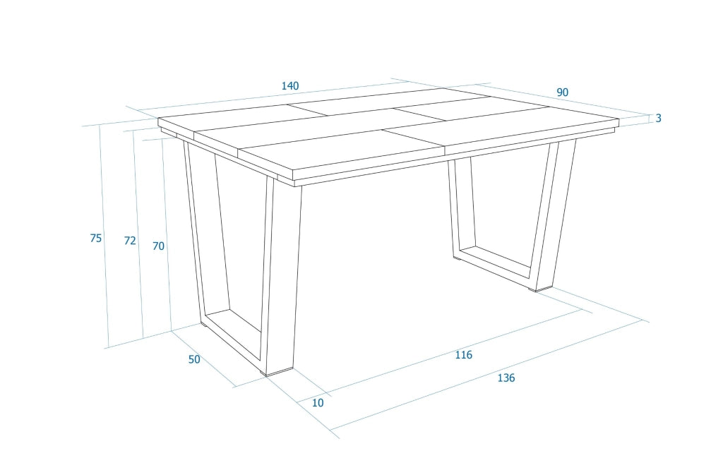 Tavolo da Pranzo, 140x90x74 cm, Per 6 persone, Tavolo Cucina, Rovere