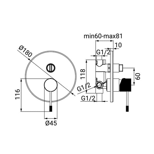 Miscelatore Incasso Doccia con Deviatore Serie Levi Cromato