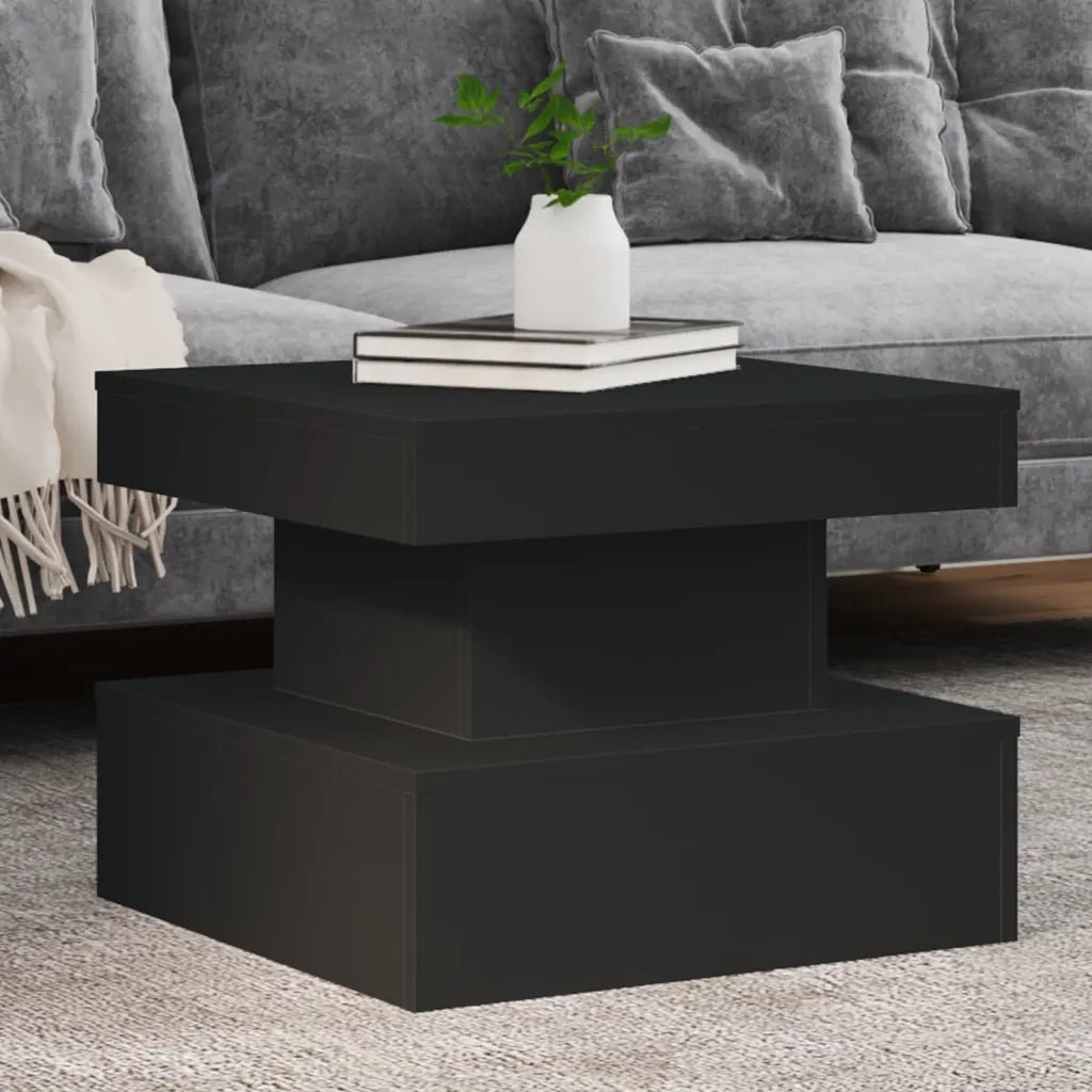 Tavolino da salotto | Tavolino da caff¨¨ | Tavolino da Soggiorno con Luci LED Nero 50x50x40 cm