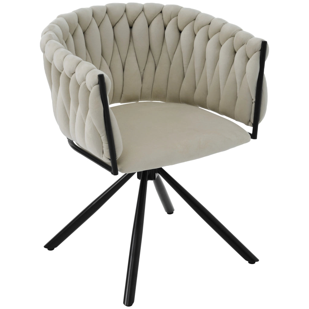 Sedia da Pranzo Girevole in Velluto, Set 4 Pezzi ¨C Xylo ¨C Beige, Gambe in Metallo