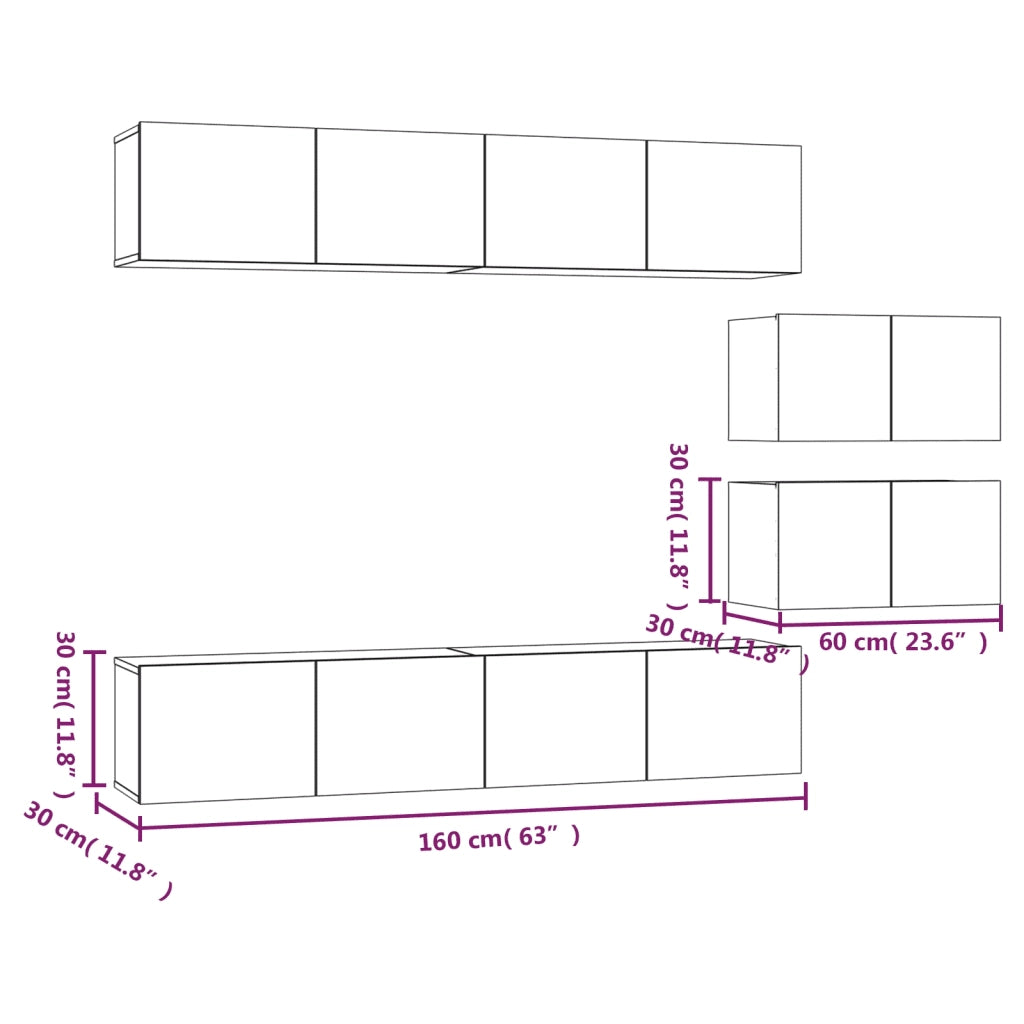 Set di Mobili Porta TV 6 pz-Credenza per TV Grigio Cemento in Legno Multistrato 153376
