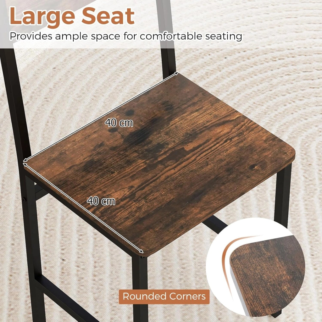 Set di 2 sedie da sala da pranzo, sedie da cucina con gambe in metallo, schienale inclinato, seduta grande, sedie industriali per cucina, sala da pranzo, ufficio, carico 150 kg
