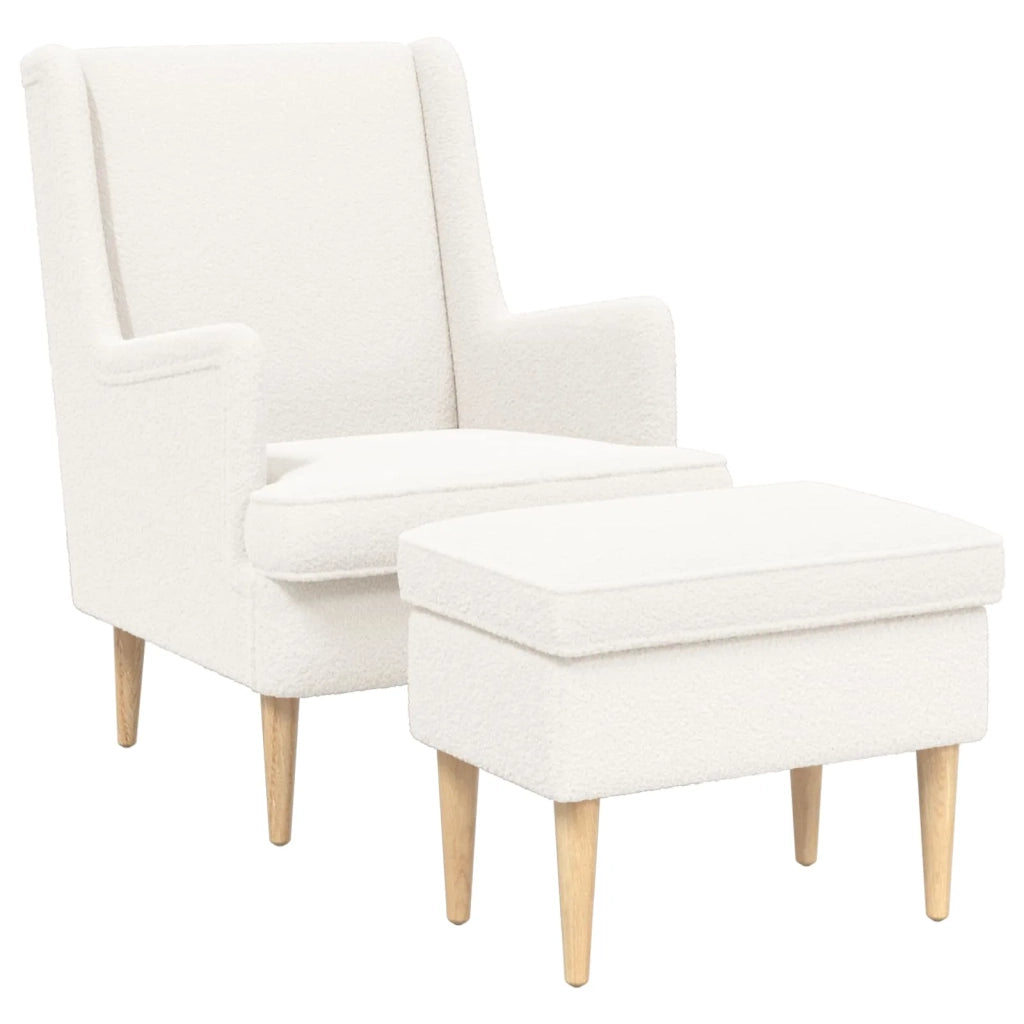 Poltrona con Ottomano 2 pz Crema Bouclé 3418838