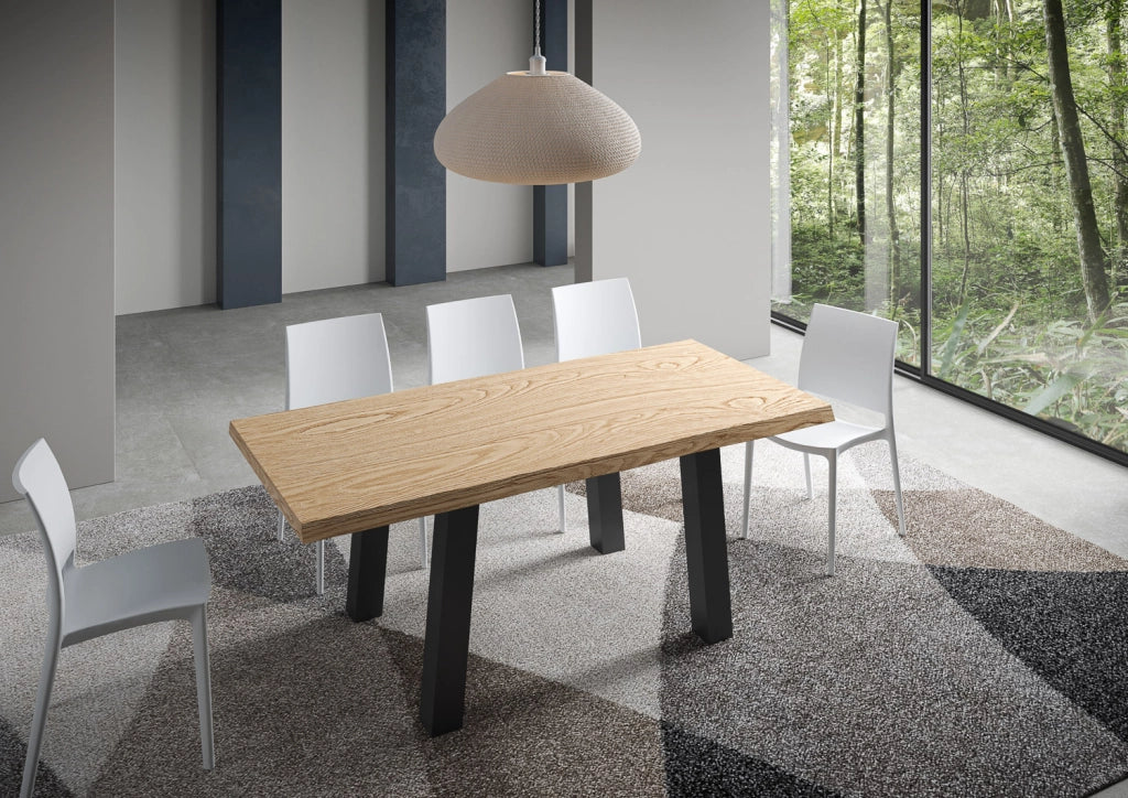 Tavolo fisso 90x200 cm Svalen scortecciato rovere gambe antracite