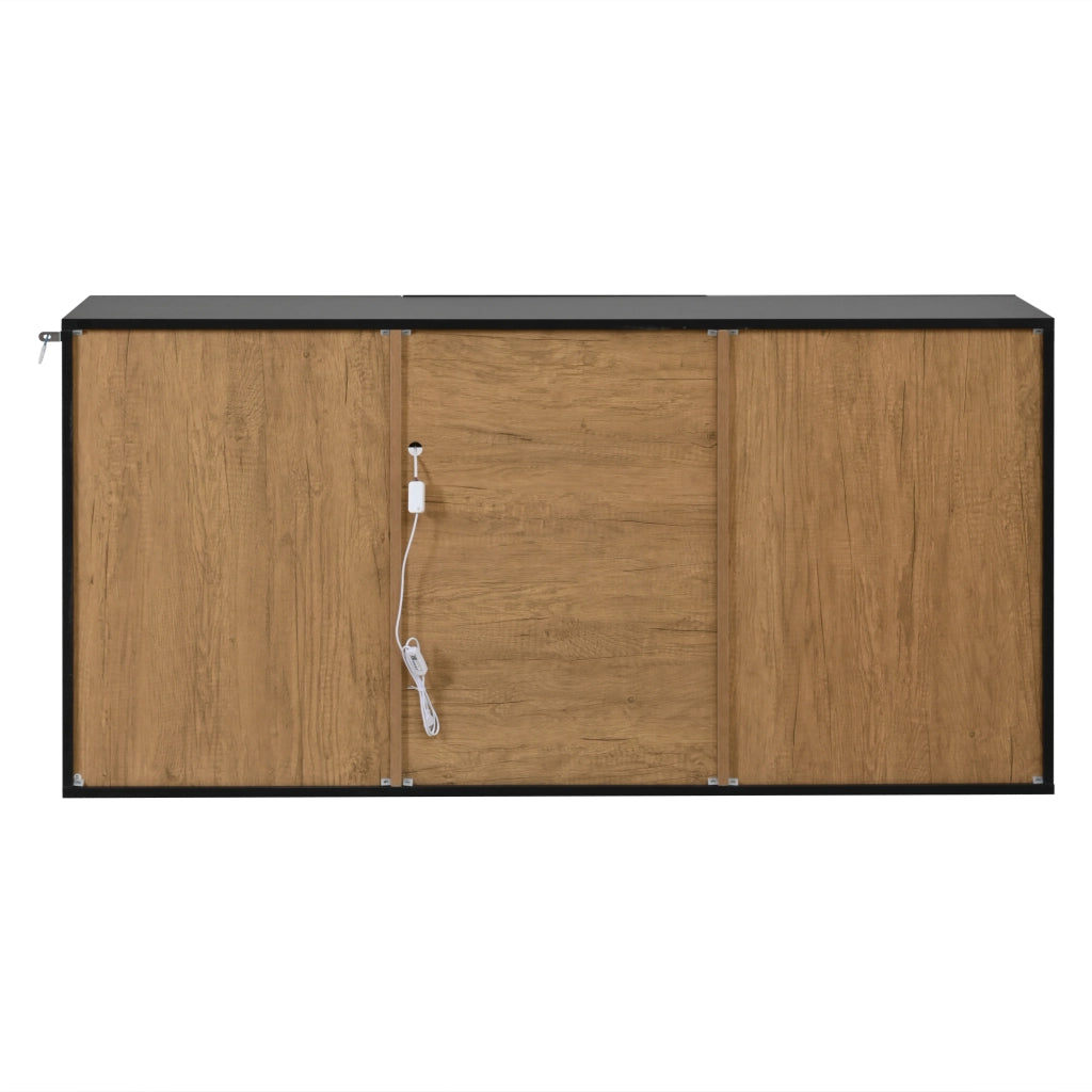 Credenza Soggiorno con LED ¨C Xylo ¨C 4 Cassetti, Legno e Nero Lucido, 140x40x70 cm