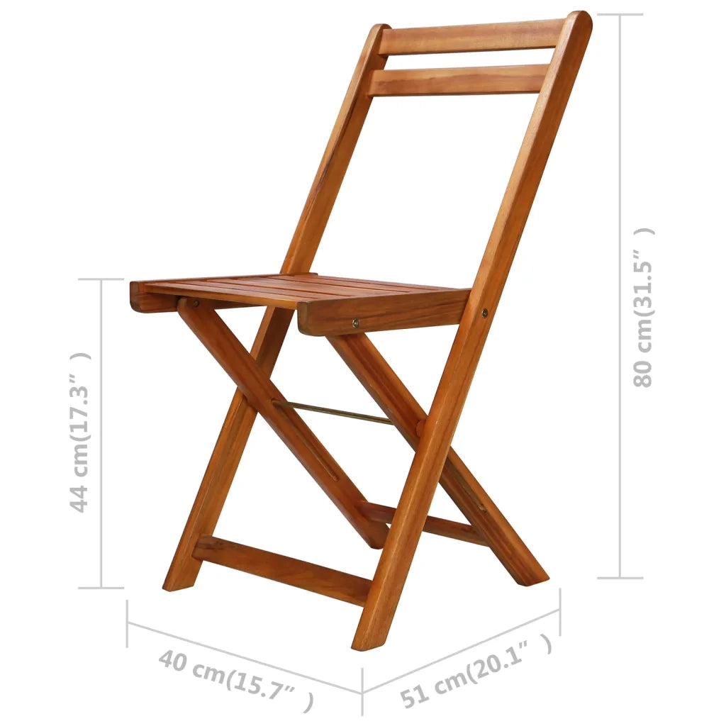 Sedie da Bistrò per Esterni 2 pz in Legno Massello di Acacia 44012