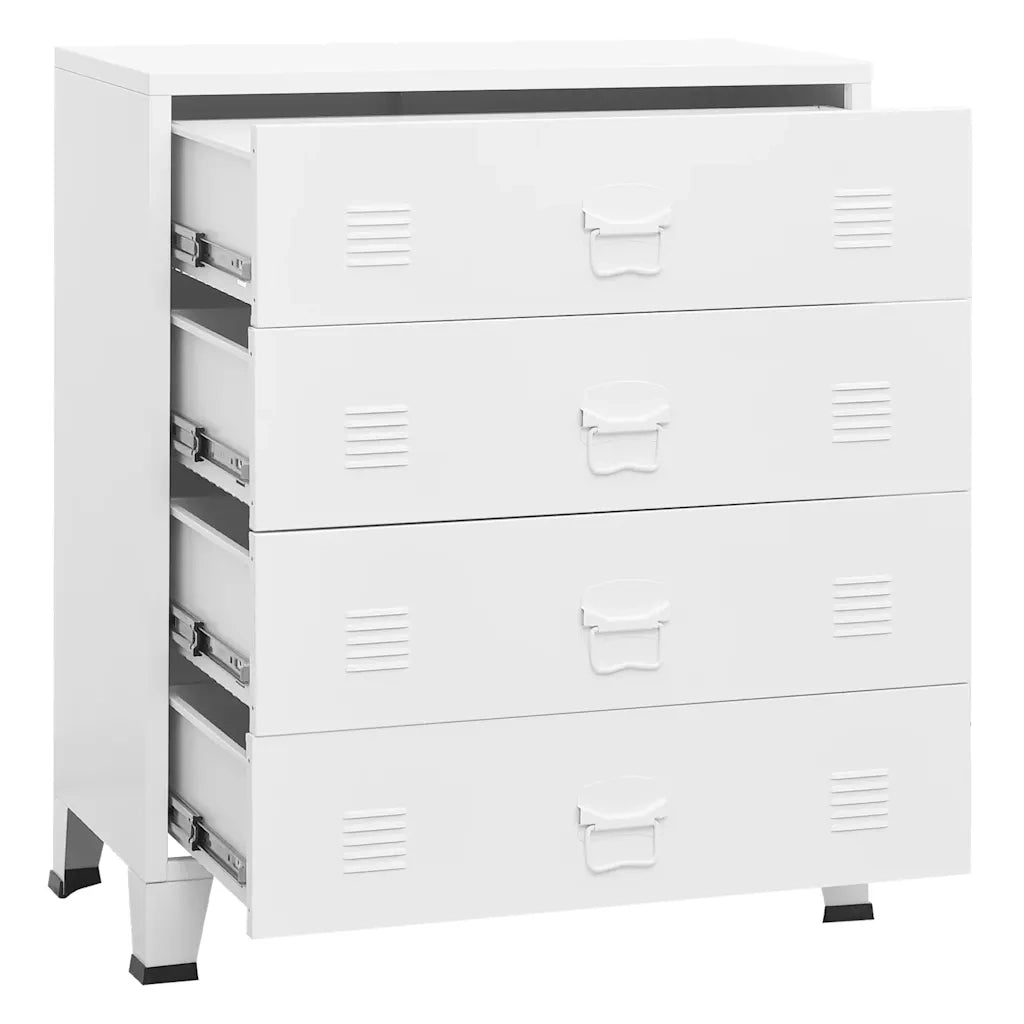 Mobiletto a cassetti moderno in stile industriale 78 x 40 x 93 cm robusto finitura opaca metallo bianco 02_0046988