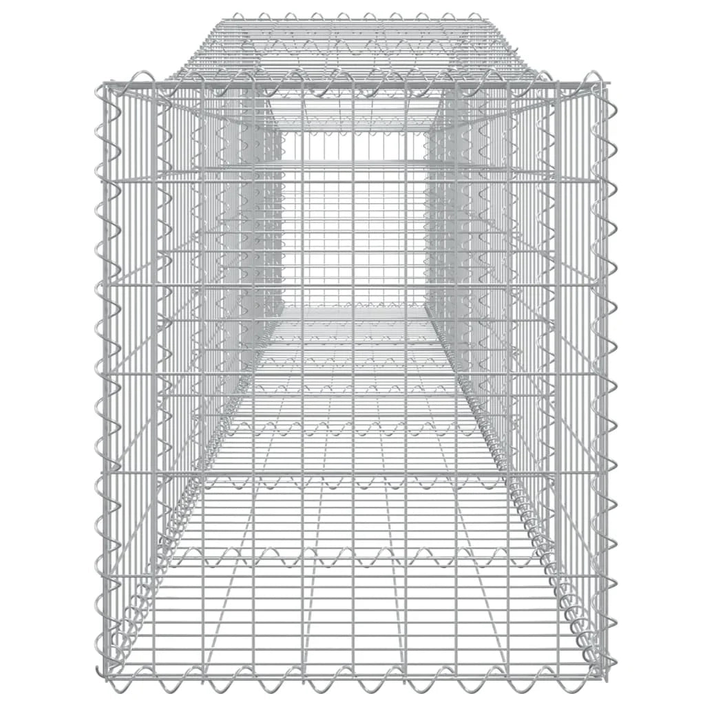Cestini gabbioni recinzione a gabbia muro di contenimento ad arco 3 pezzi 400 x 50 x 60/80 cm ferro zincato argento 02_0040812