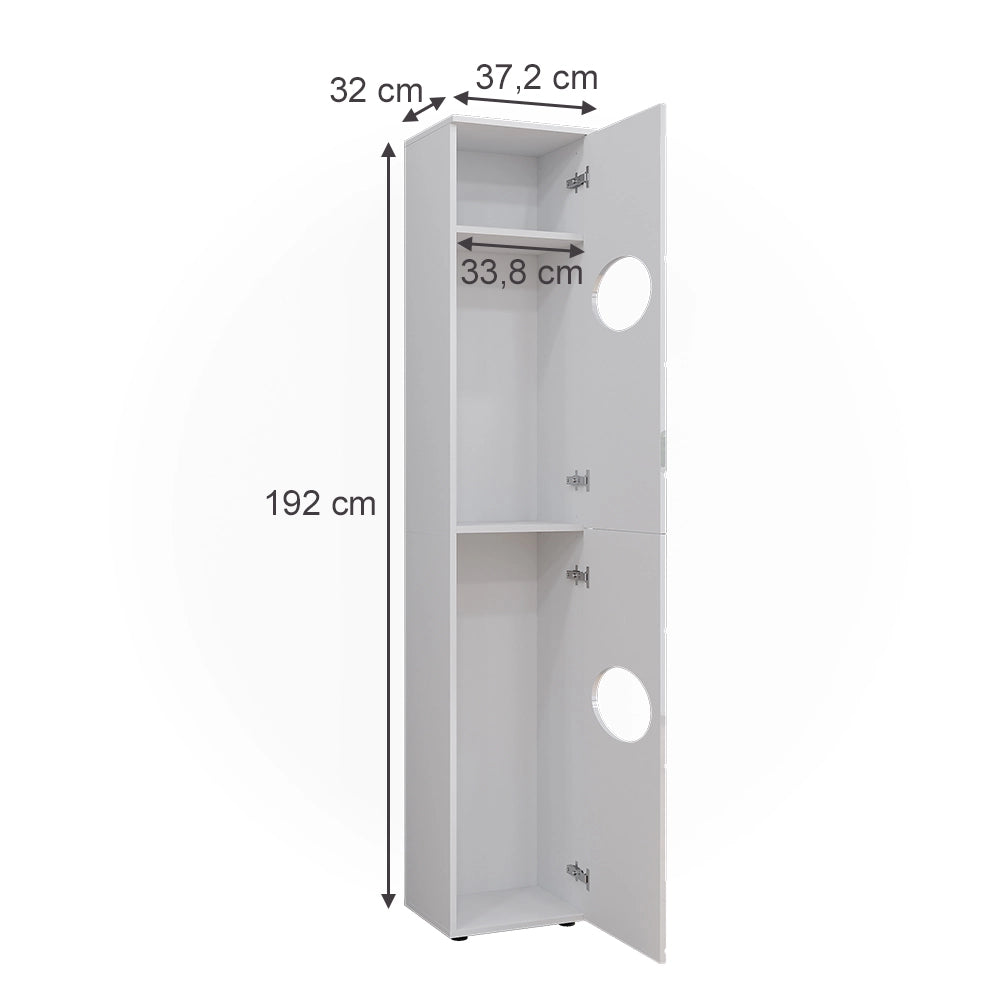 Vicco Armadio per la biancheria Bianco 32 x 192 cm