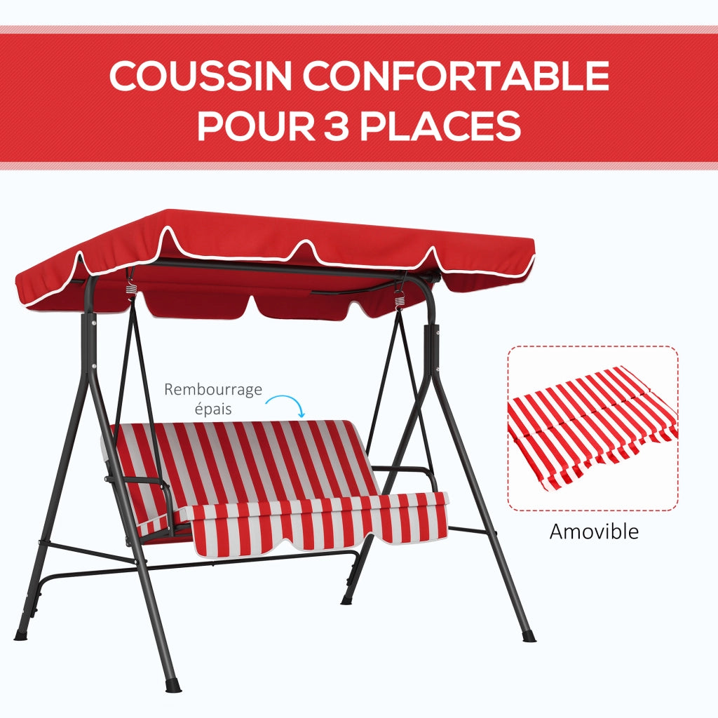 Amaca da Giardino 3 Posti con Cuscini ¨C Zephmum ¨C Nero Rosso