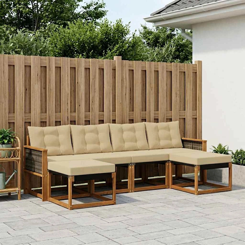 Set di divani da esterno 6 pz Naturale e Beige 3382125