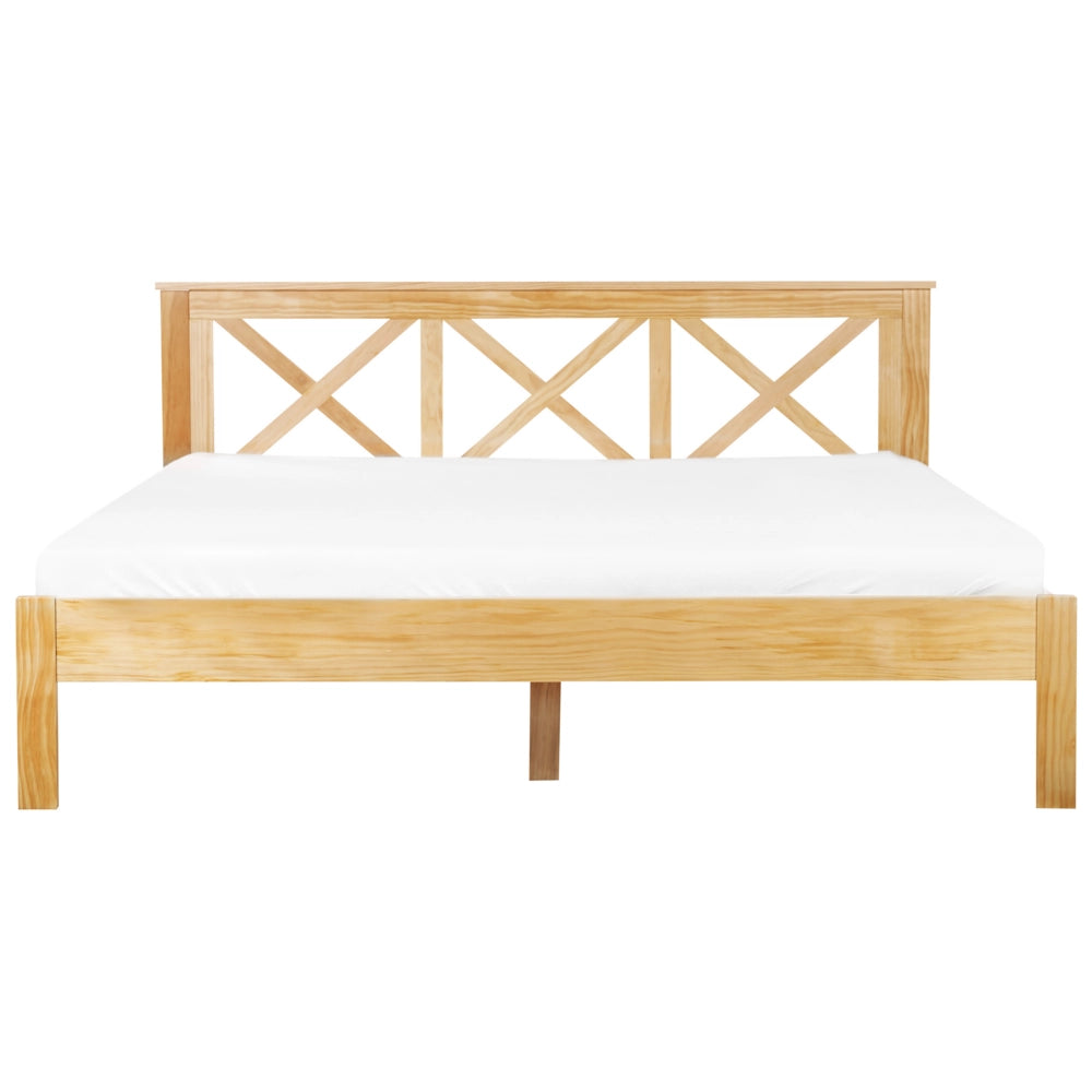 Letto in marrone chiaro con Rete a Doghe Design Elegante 180 x 200 cm