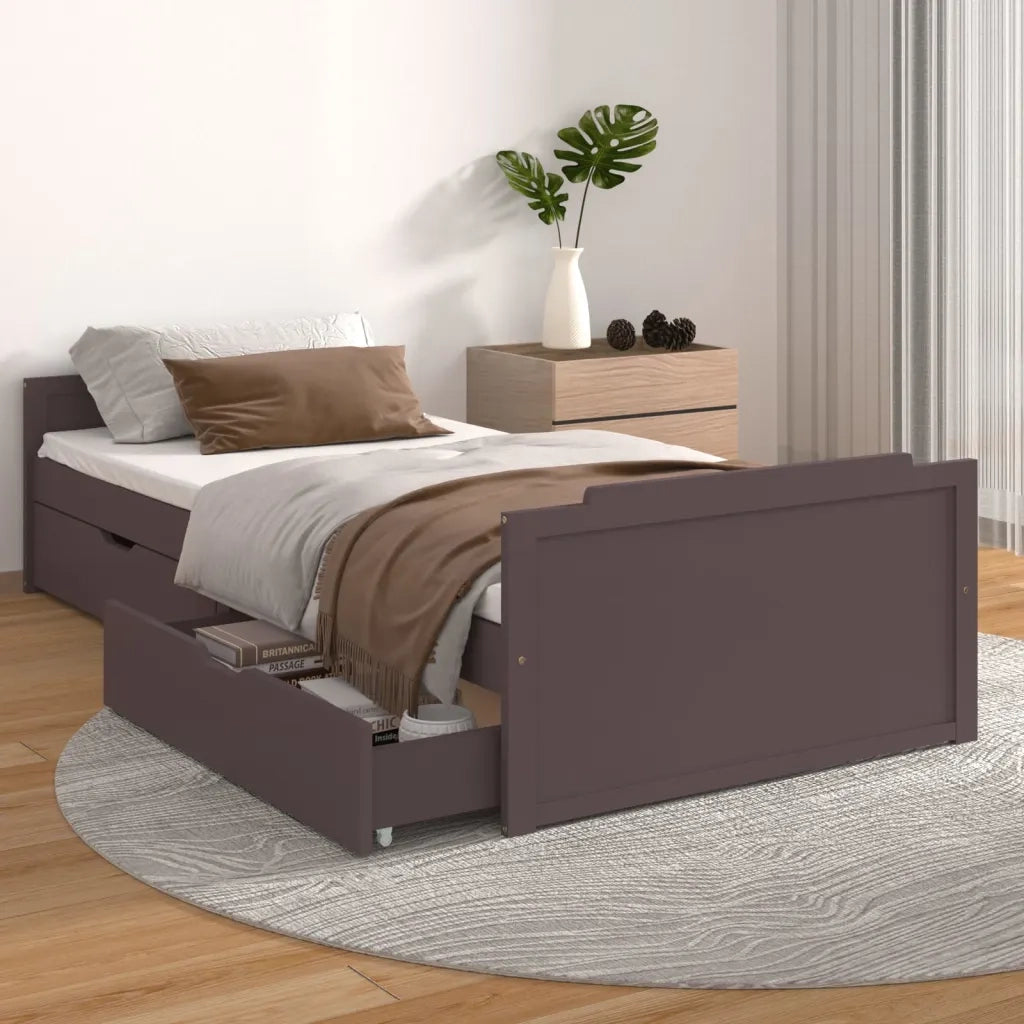 Giroletto Cassetti Marrone Scuro Legno Massello Pino 90x200 cm cod mxl 63887
