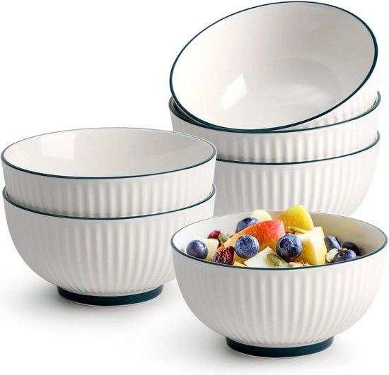 Set di colazione da 6 - Ciotole ceramiche grandi - 750 ml ciotola di minestra - 15 cm - Ciotola di avena e ciotola di noodle
