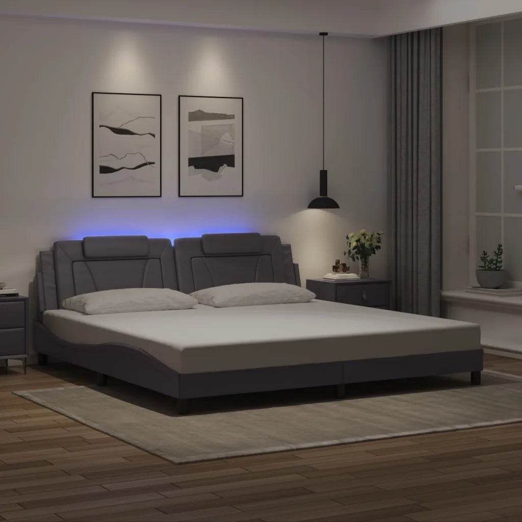 Giroletto Viana con LED senza Materasso Grigio 200x200 cm 3214046