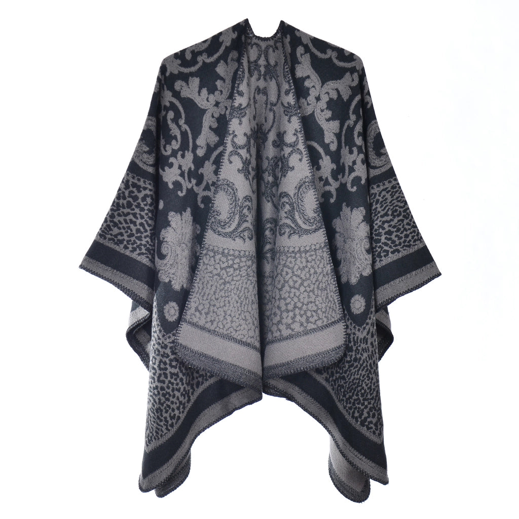 Nuovo scialle/sciarpa con stampa leopardata, scialle double-face in cashmere