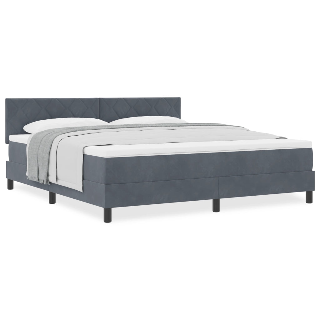 Letto a molle vitaXL con materasso grigio scuro super king in velluto