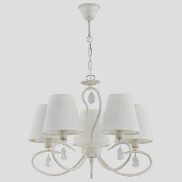 Lampadario classico bianco cristalli 5xE14 Alfa BALI