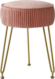 Cassa da trucco rotonda in pelle morbida - rosa, tavolo laterale, commode - gambe in acciaio dorato