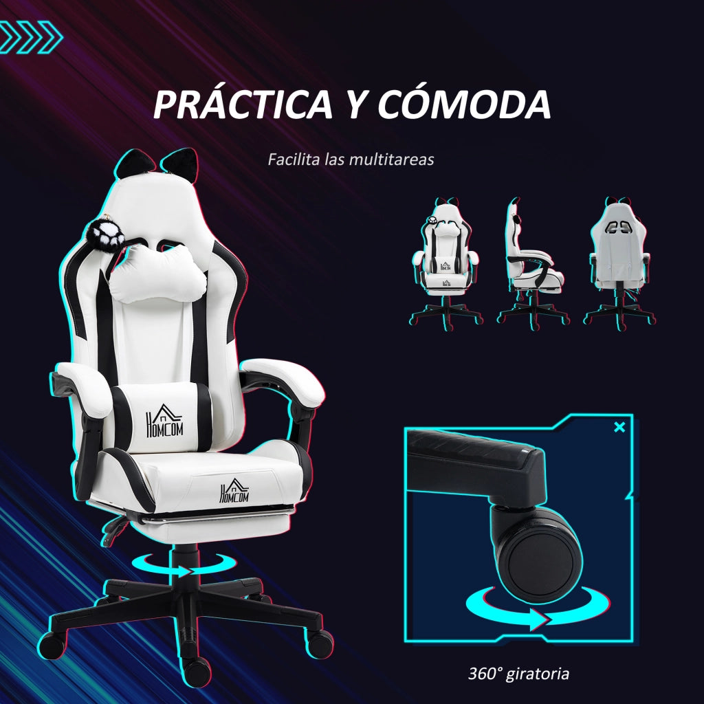 Sedia da Ufficio Reclinabile con Poggiapiedi e Supporto Lombare ¨C Minimal ¨C Bianco