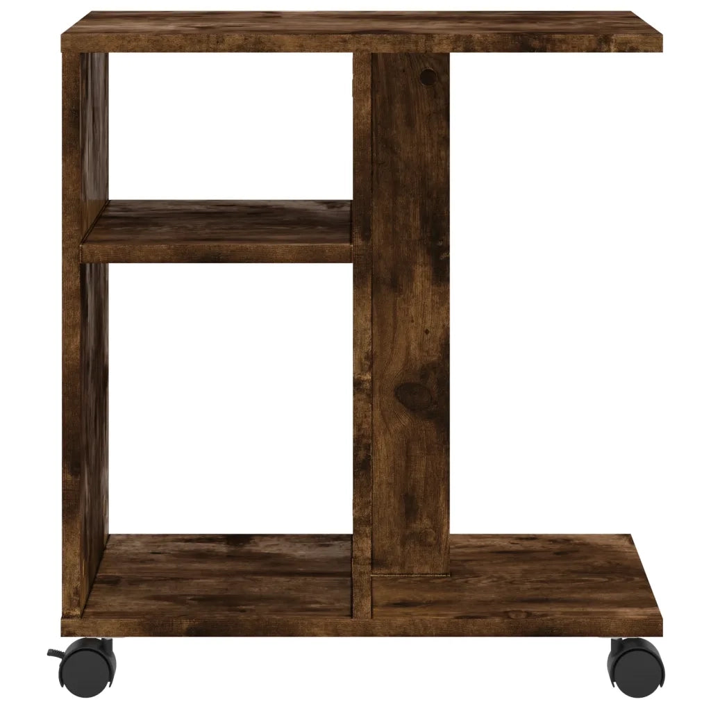 Tavolino con Ruote-Tavolino da soggiorno-Tavolo Rovere Fumo 50x30x55 cm in Legno Multistrato