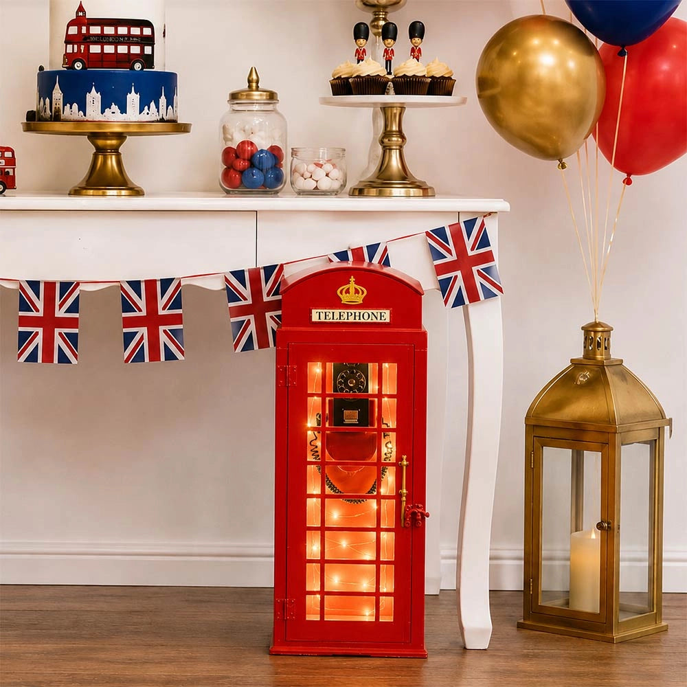 Cabina Telefonica Londra Rossa h 50 cm in Metallo Oggetto Decorativo Stile Retrò