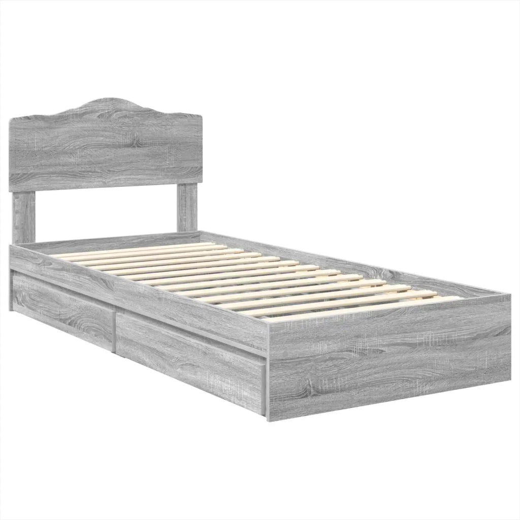 Letto con Contenitore con testiera Grigio Sonoma 70 x 190 cm 3413150