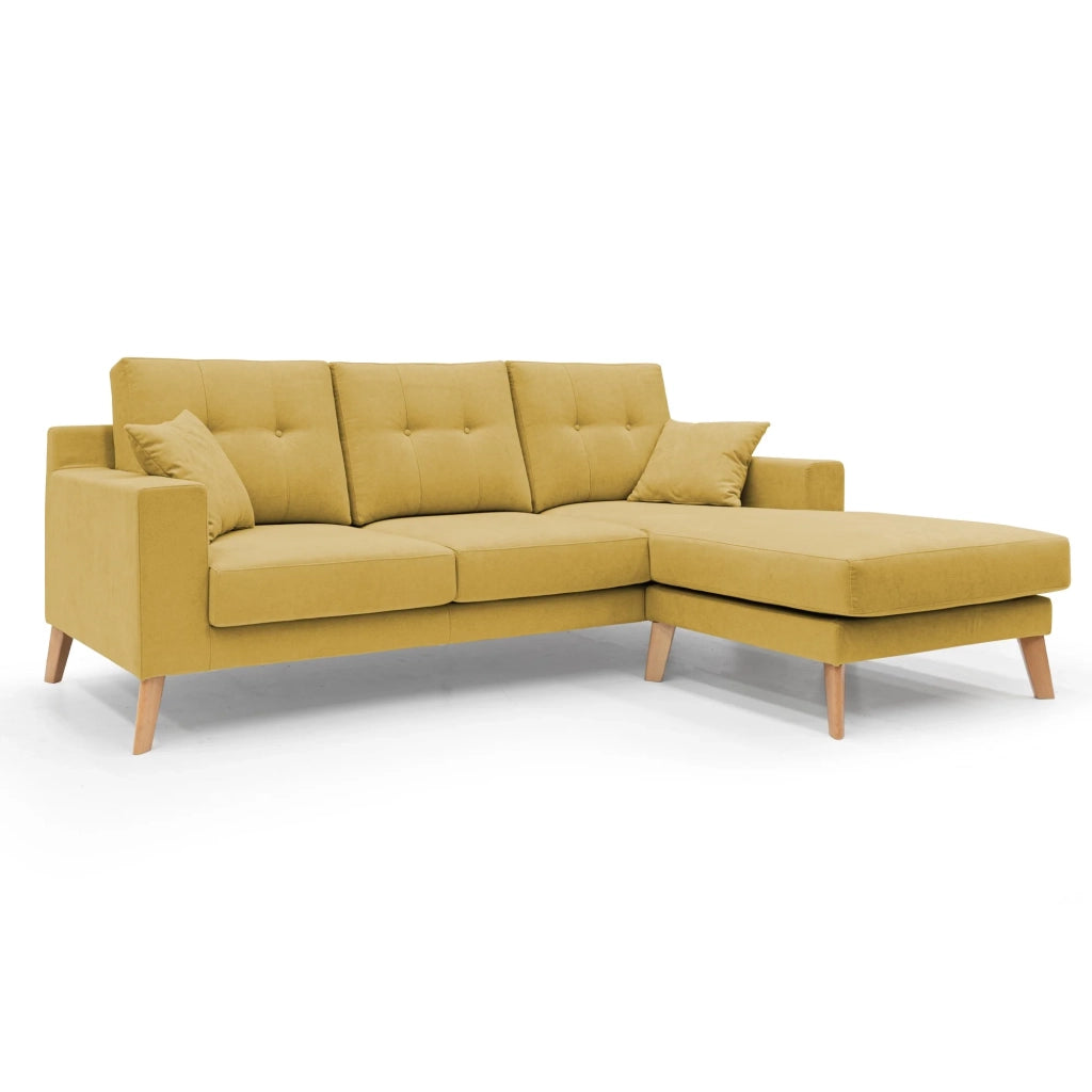 Danish Divano angolare REVERSIBILE in tessuto morbido impermeabile T02 237 cm giallo