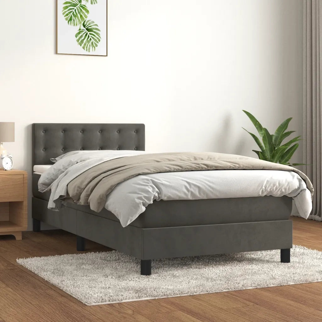 Giroletto a Molle con Materasso-Struttura Letto Grigio Scuro 80x200 cm Velluto 620753