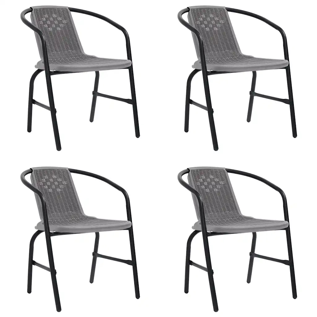 Sedie da Giardino 4 pz Nere Plastica Stile Rattan Acciaio 110kg cod mxl 57111