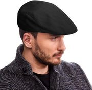 Cappello Baker Boy in stile pittorio, per uomo, con visiera piatta in tessuto di cotone, nero, regolabile