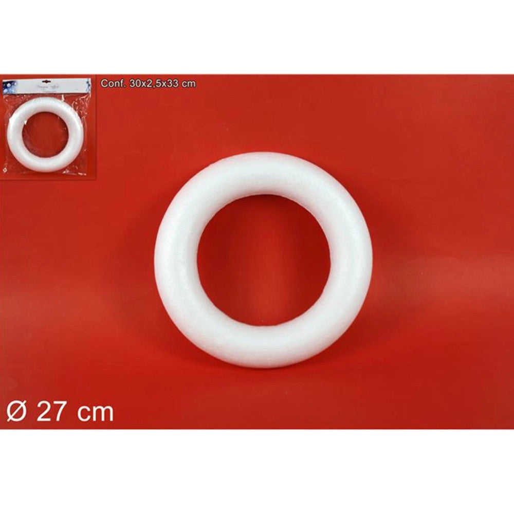 Trade Shop - 2 Anelli Cerchi Di Polistirolo 27cm Bianchi Decorazioni Natalizie Addobbi Natale -