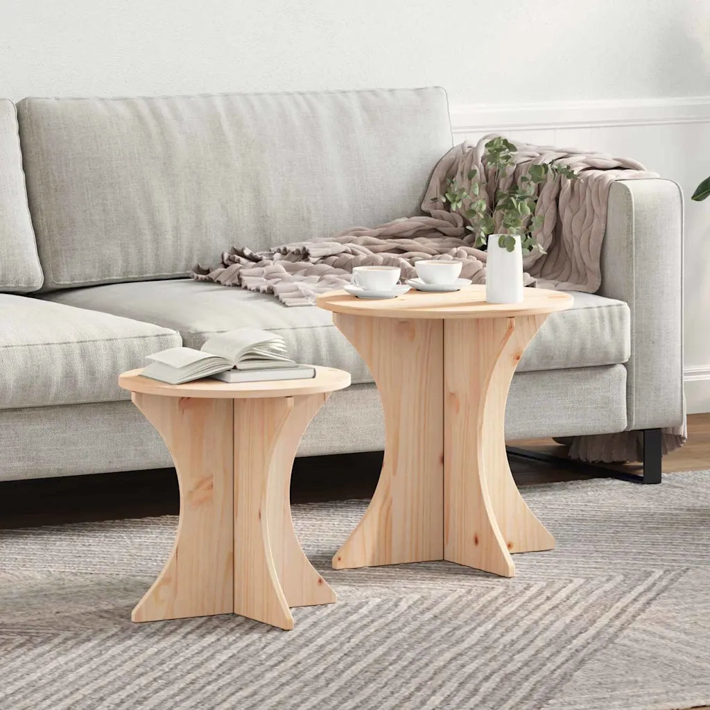 Tavolino da salotto 2 pcs Naturale Legno di pino massello 873565
