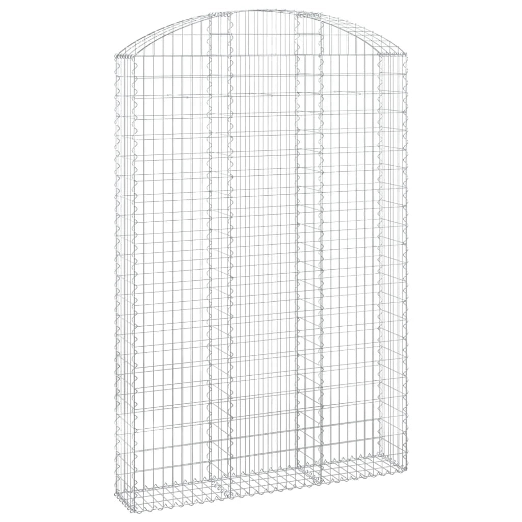 Cesto gabbione recinzione a gabbia muro di contenimento ad arco 150 x 30 x 220/240 cm ferro zincato argento 02_0039976