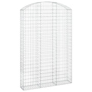 Cesto gabbione recinzione a gabbia muro di contenimento ad arco 150 x 30 x 220/240 cm ferro zincato argento 02_0039976
