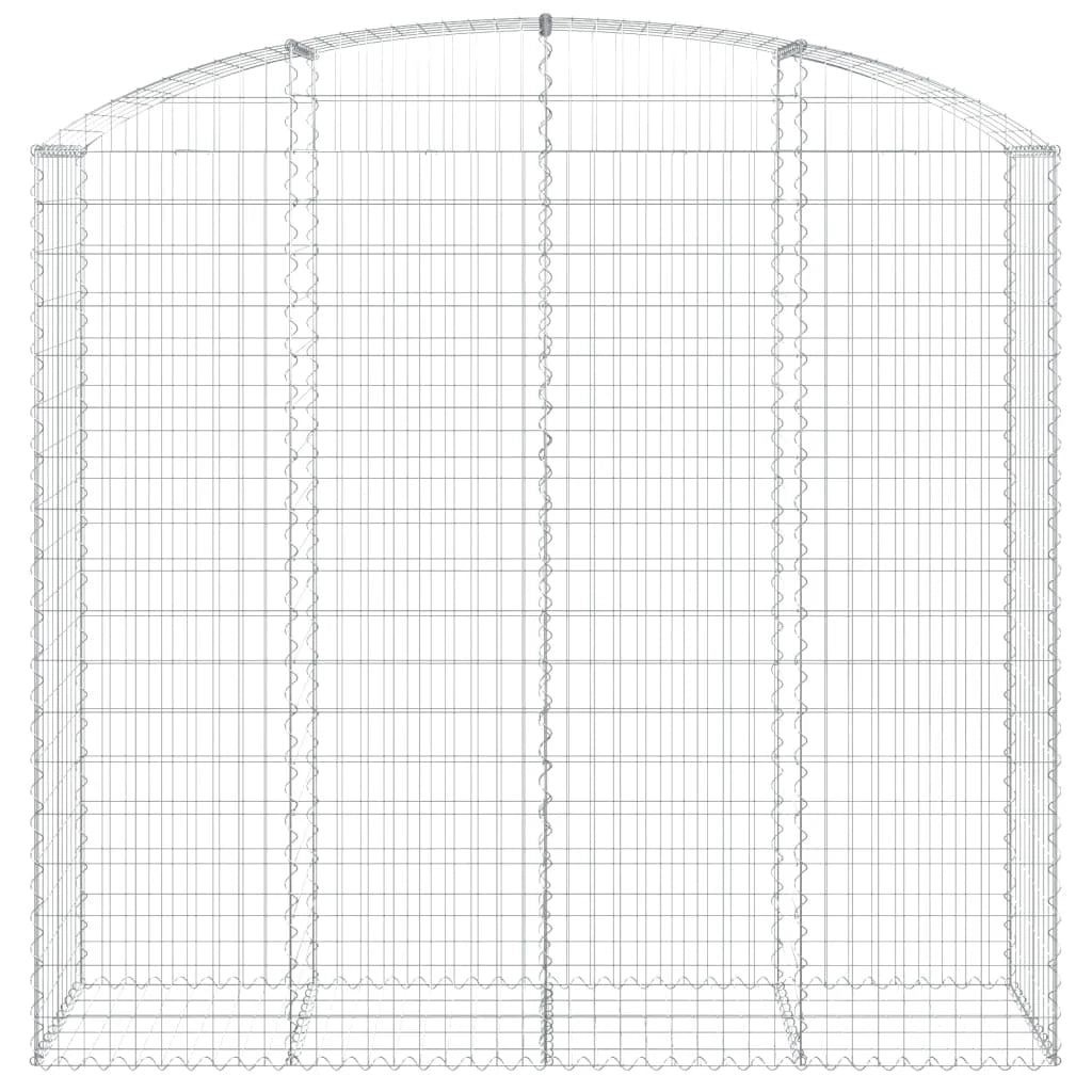 Gabbione recinto a gabbia muro di contenimento ad arco 200 x 50 x 180/200 cm ferro zincato argento 02_0040033