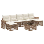 Set Divano da Giardino 8 pcs Beige e Bianco Crema polyrattan