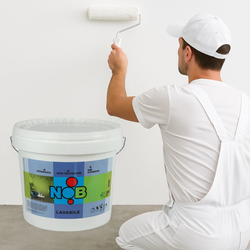 Idropittura lavabile ecologica murale acrilica interni colore bianco nob *** formato 5 kg, confezione 1